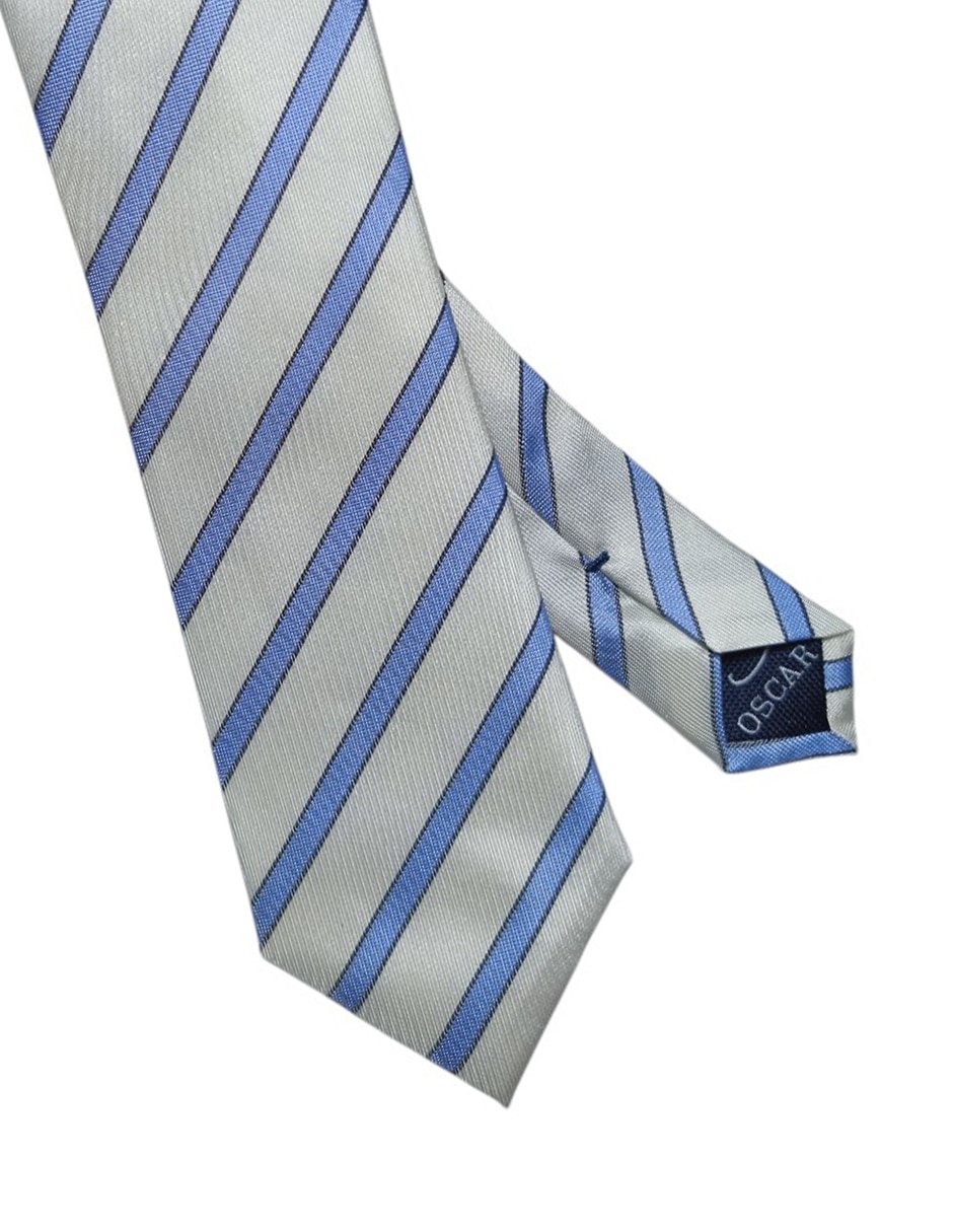 Corbata Oscar De La Renta regular de seda estampada a rayas para hombre 2