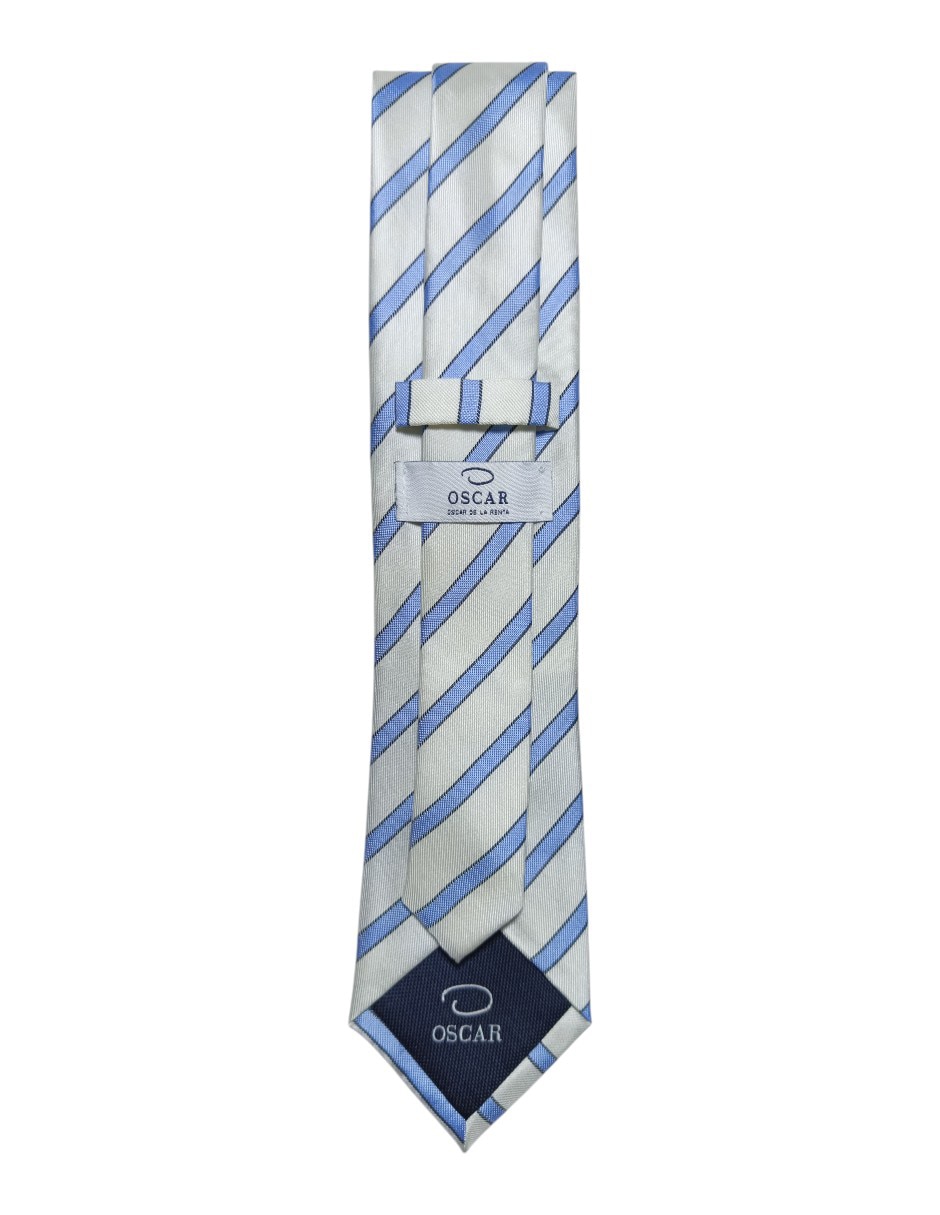 Corbata Oscar De La Renta regular de seda estampada a rayas para hombre 3