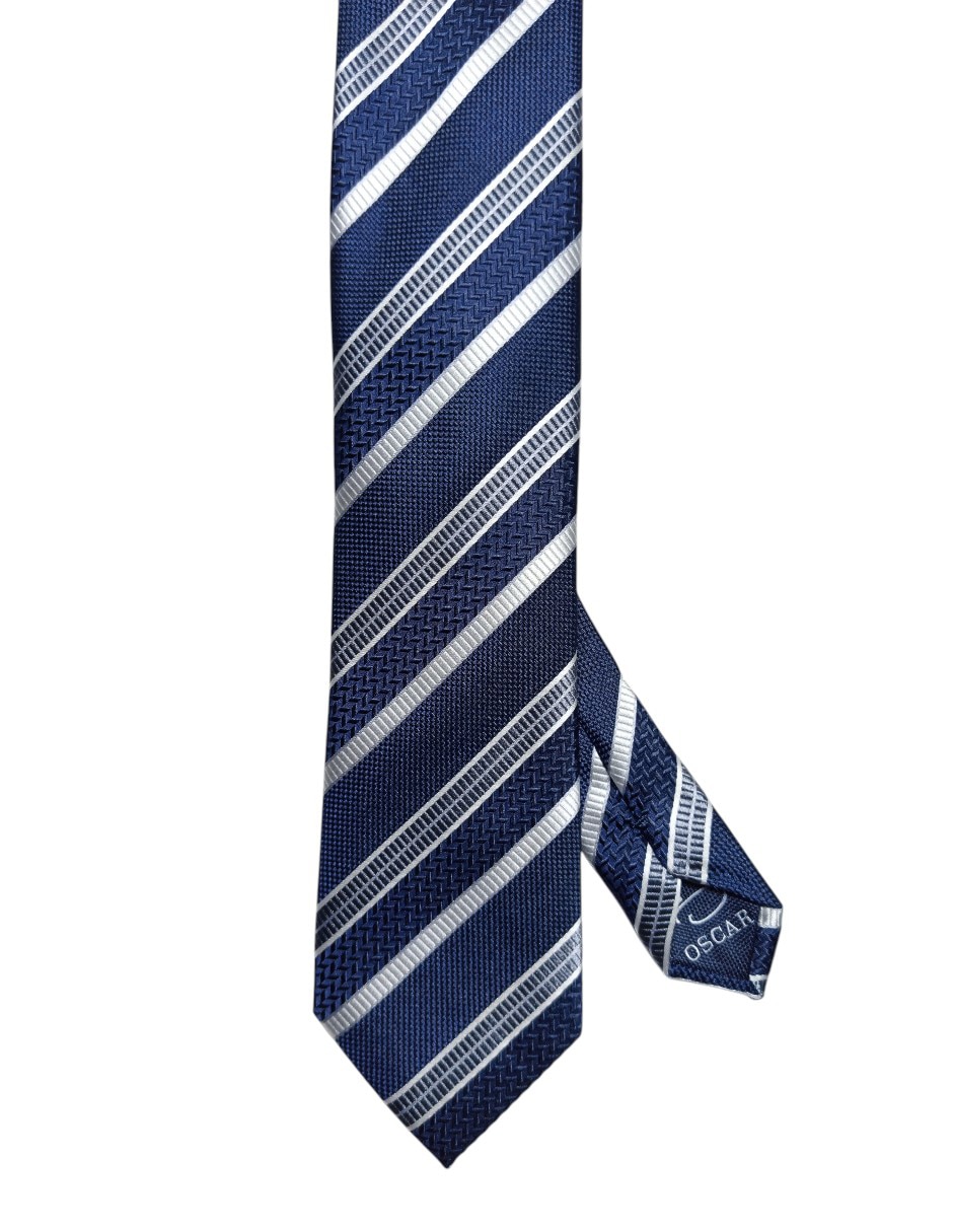 Corbata Oscar De La Renta regular de seda estampada a rayas para hombre Corbata Oscar De La Renta regular de seda estampada a rayas para hombre