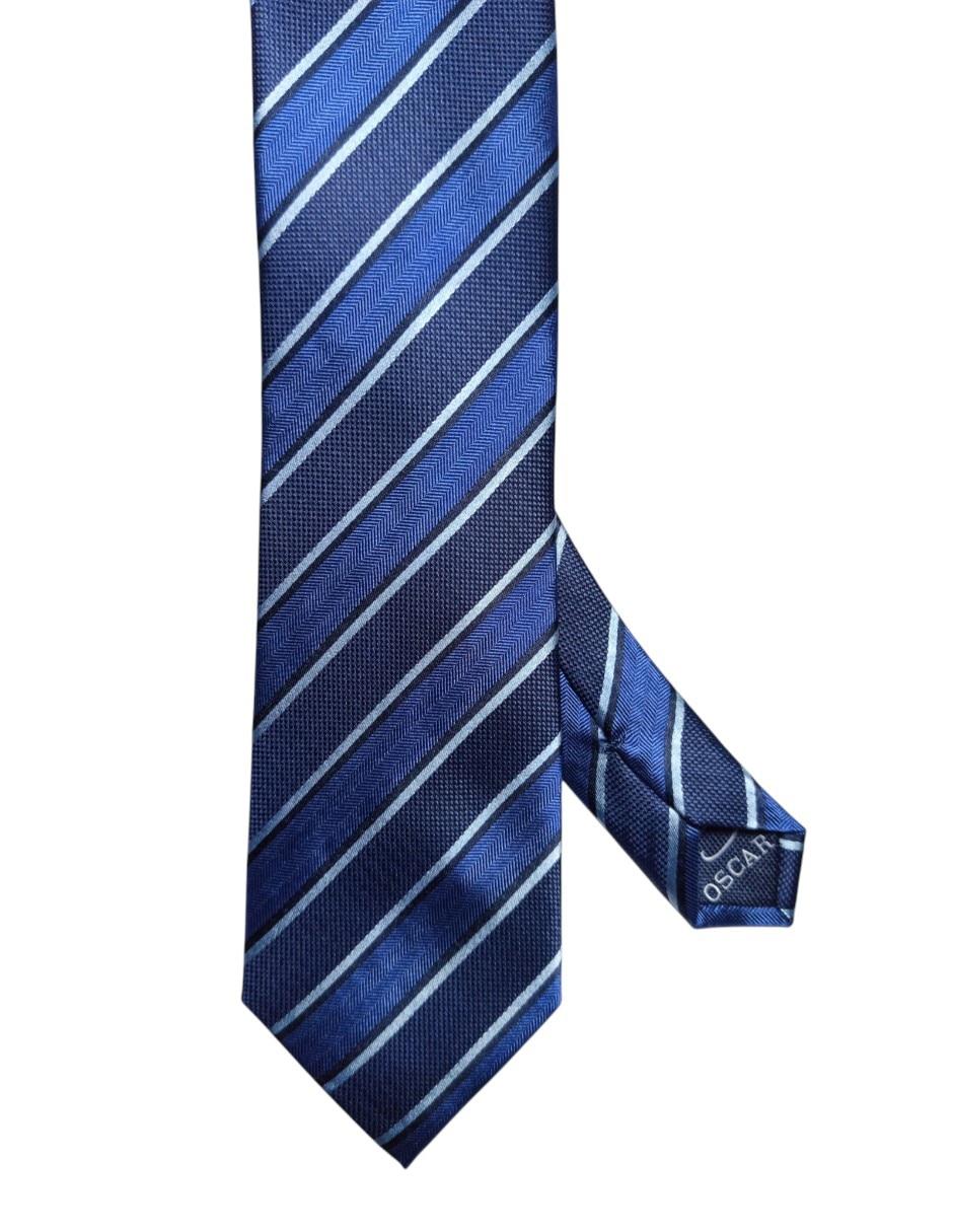 Corbata regular de seda estampado a rayas para hombre