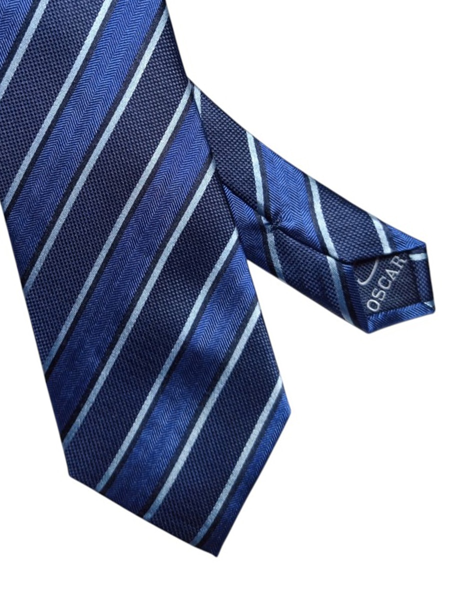 Corbata regular de seda estampado a rayas para hombre 2