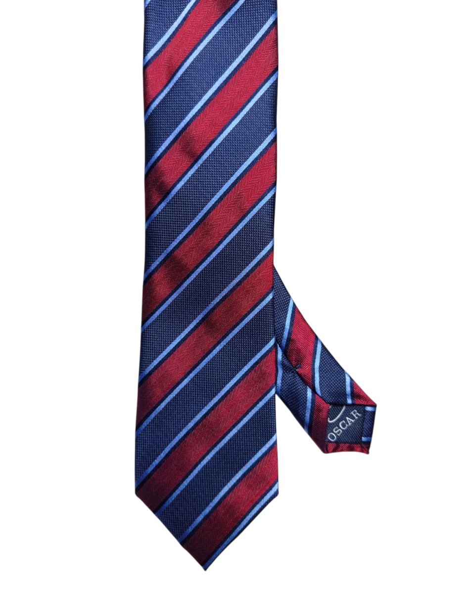 Corbata Oscar de la Renta regular de seda estampado a rayas para hombre