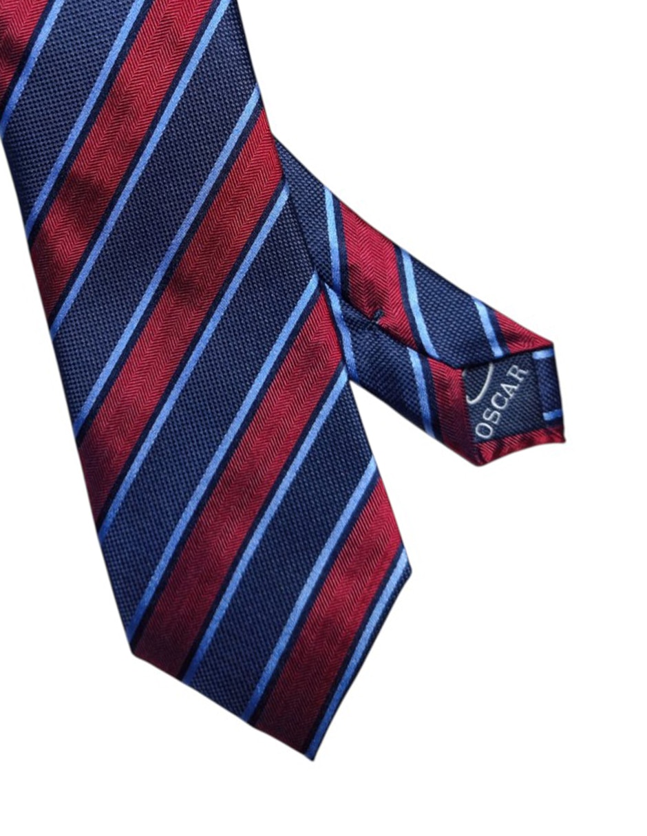 Corbata Oscar de la Renta regular de seda estampado a rayas para hombre