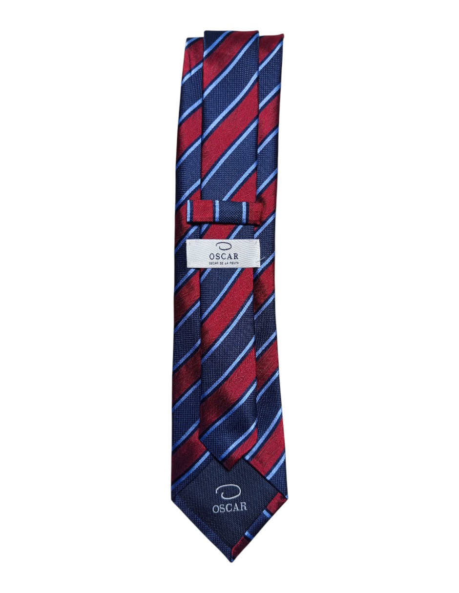 Corbata Oscar de la Renta regular de seda estampado a rayas para hombre