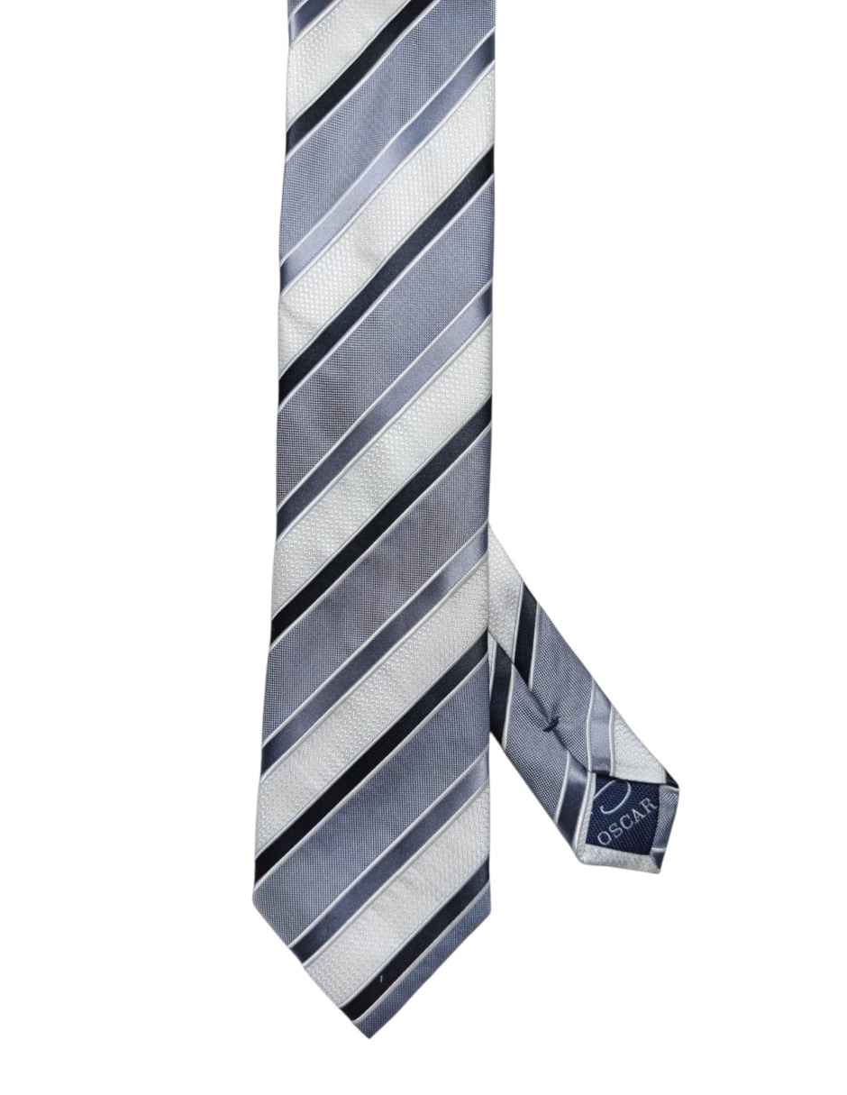 Corbata regular de seda estampado a rayas para hombre 1