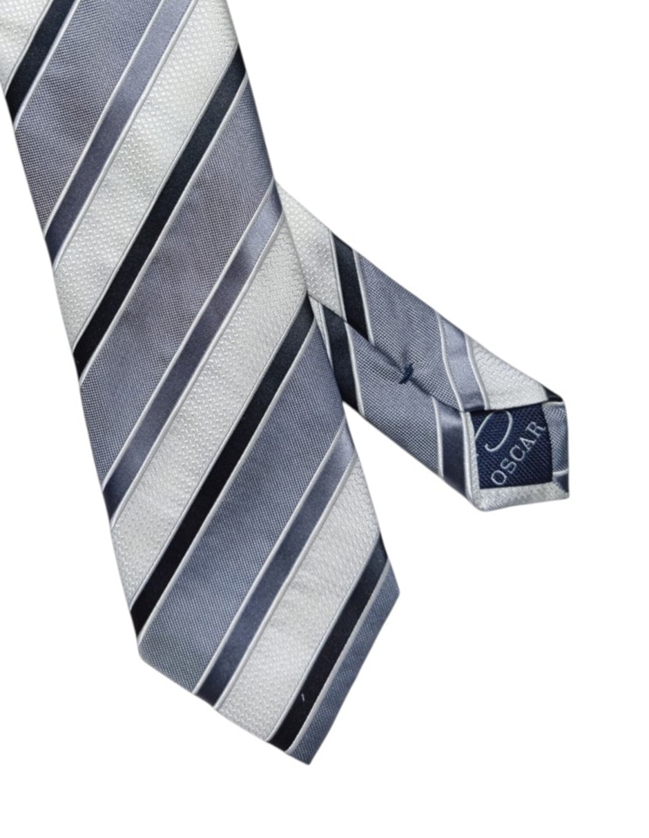 Corbata regular de seda estampado a rayas para hombre 2