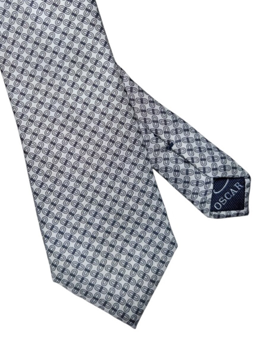 Corbata Oscar de la Renta regular de seda estampado geométrico para hombre 3