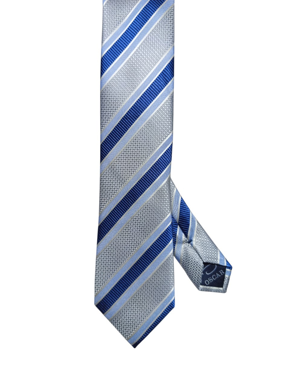 Corbata regular de seda estampado a rayas para hombre 1
