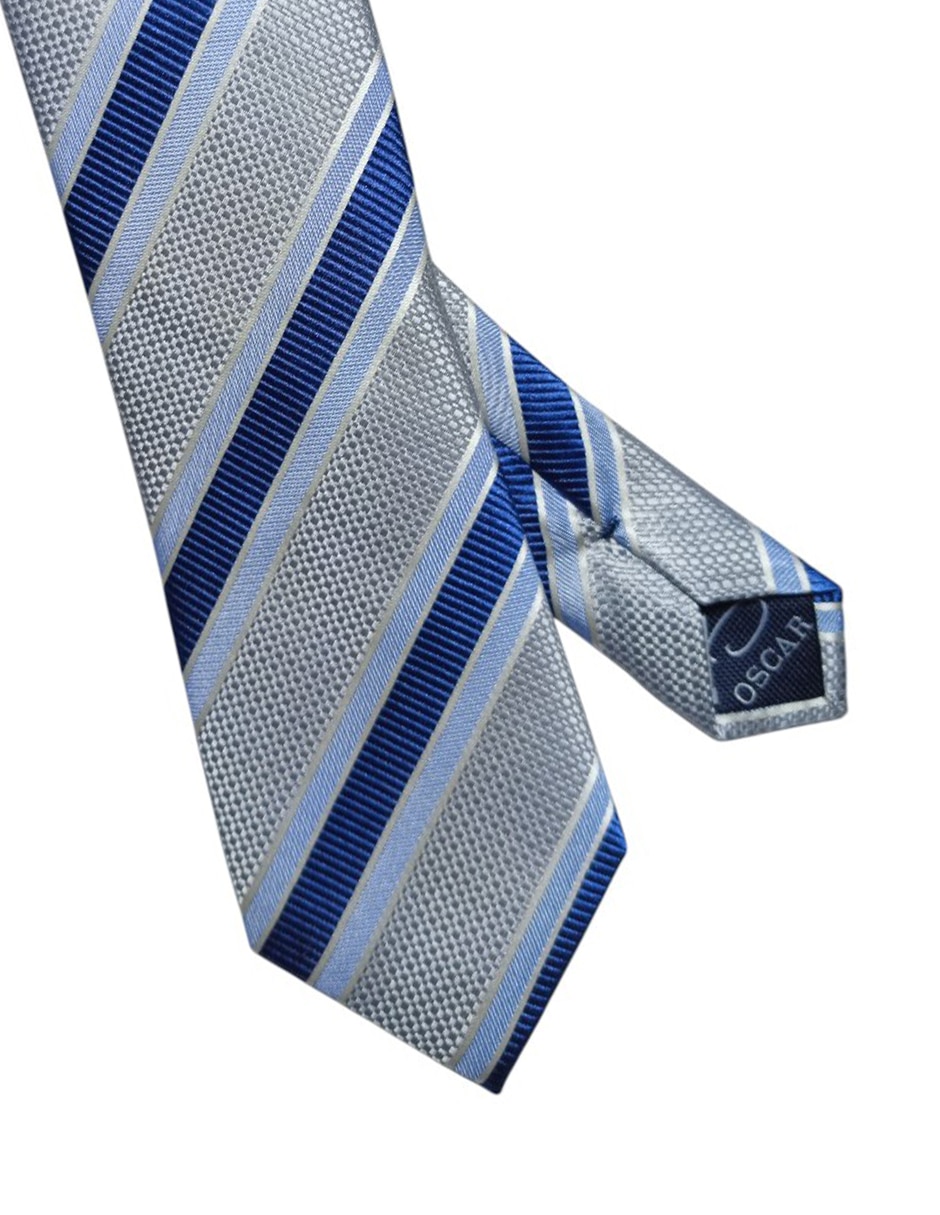 Corbata regular de seda estampado a rayas para hombre 2