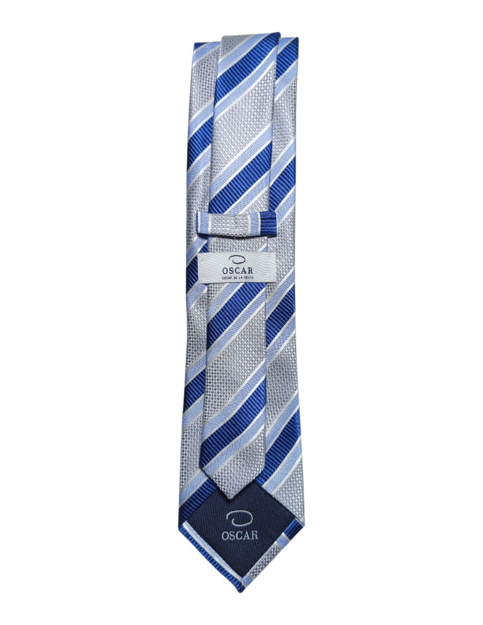 Corbata regular de seda estampado a rayas para hombre 3