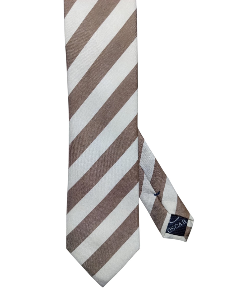 Corbata Oscar de la Renta regular de seda estampado a rayas para hombre 1