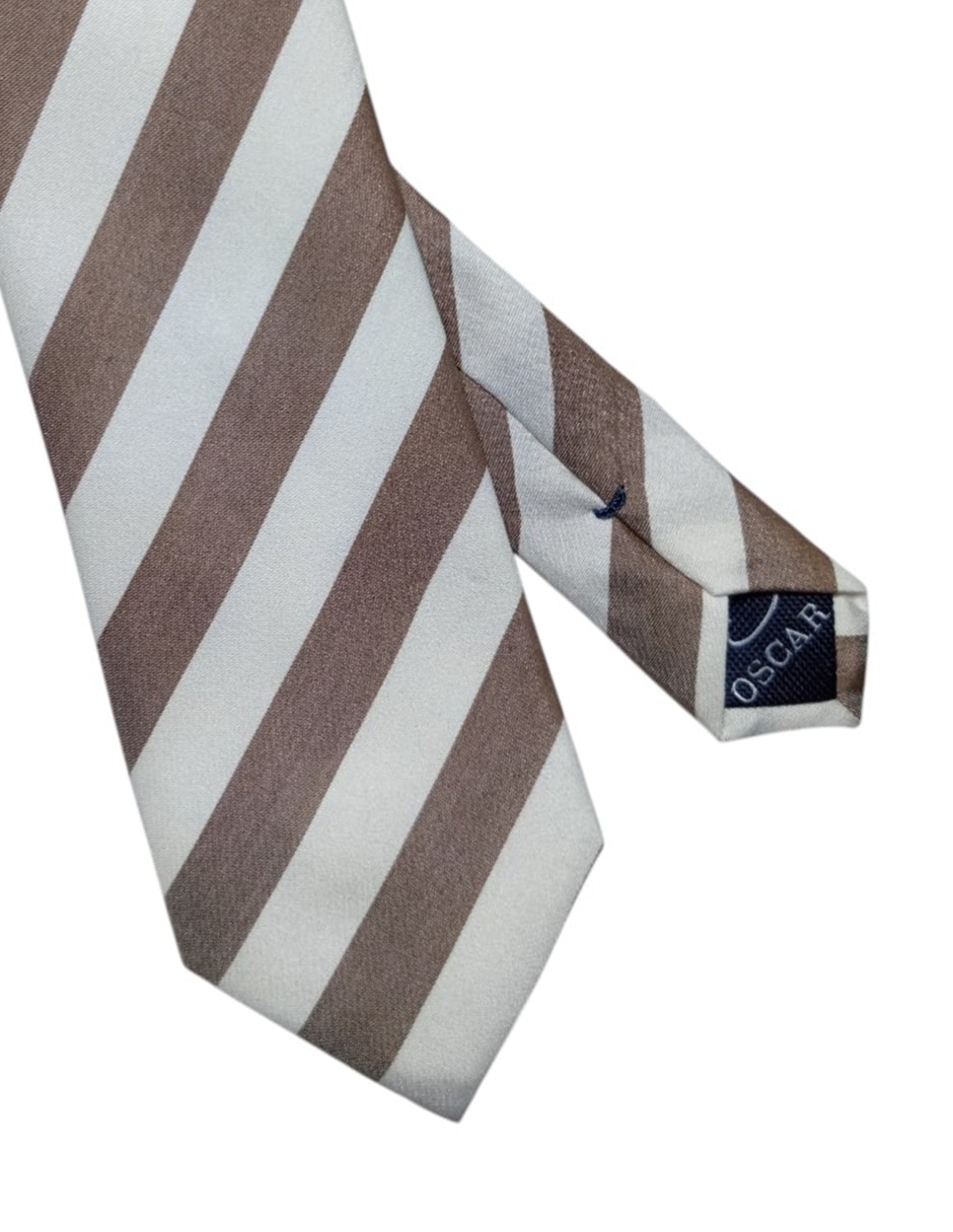 Corbata Oscar de la Renta regular de seda estampado a rayas para hombre 2