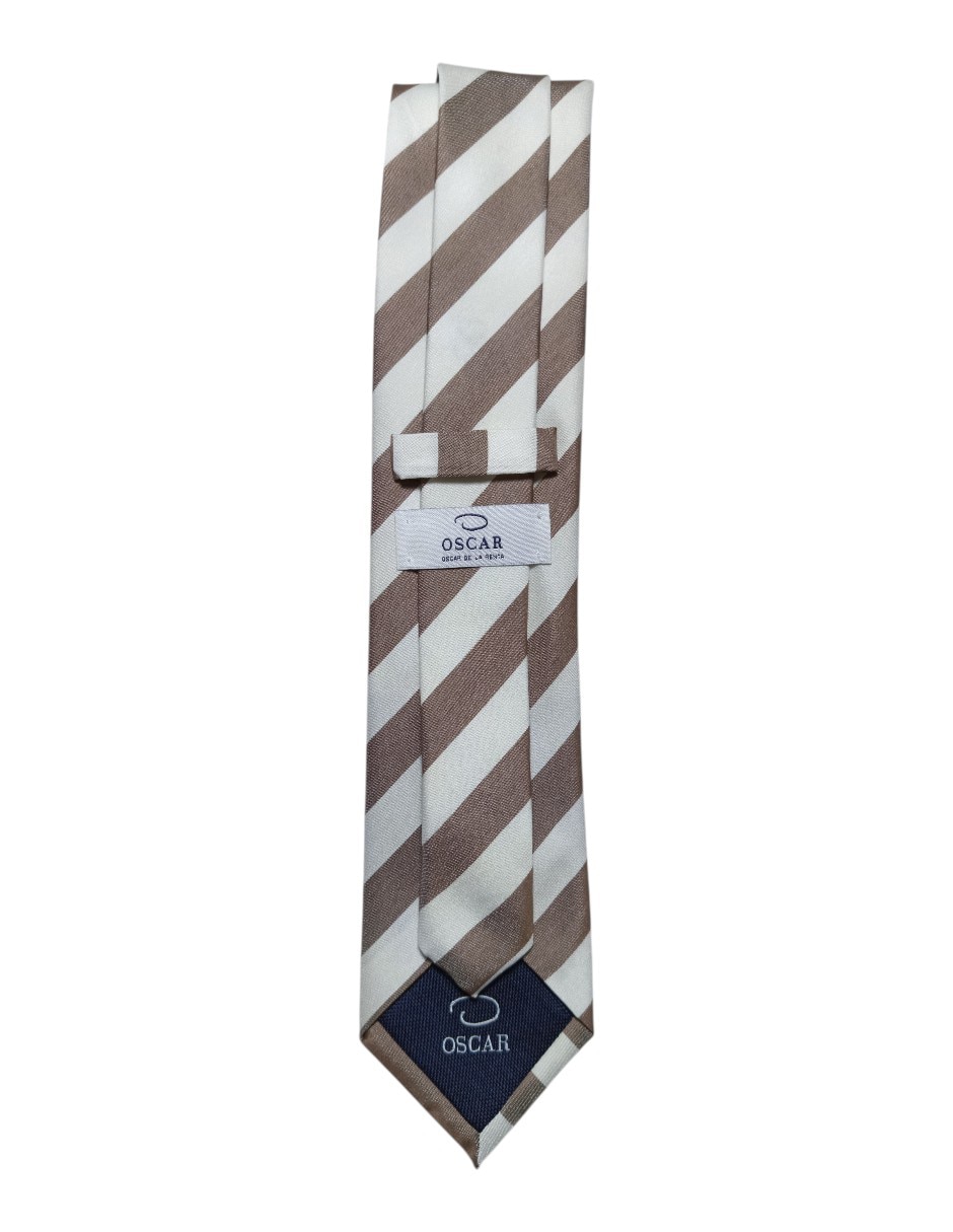 Corbata Oscar de la Renta regular de seda estampado a rayas para hombre 3