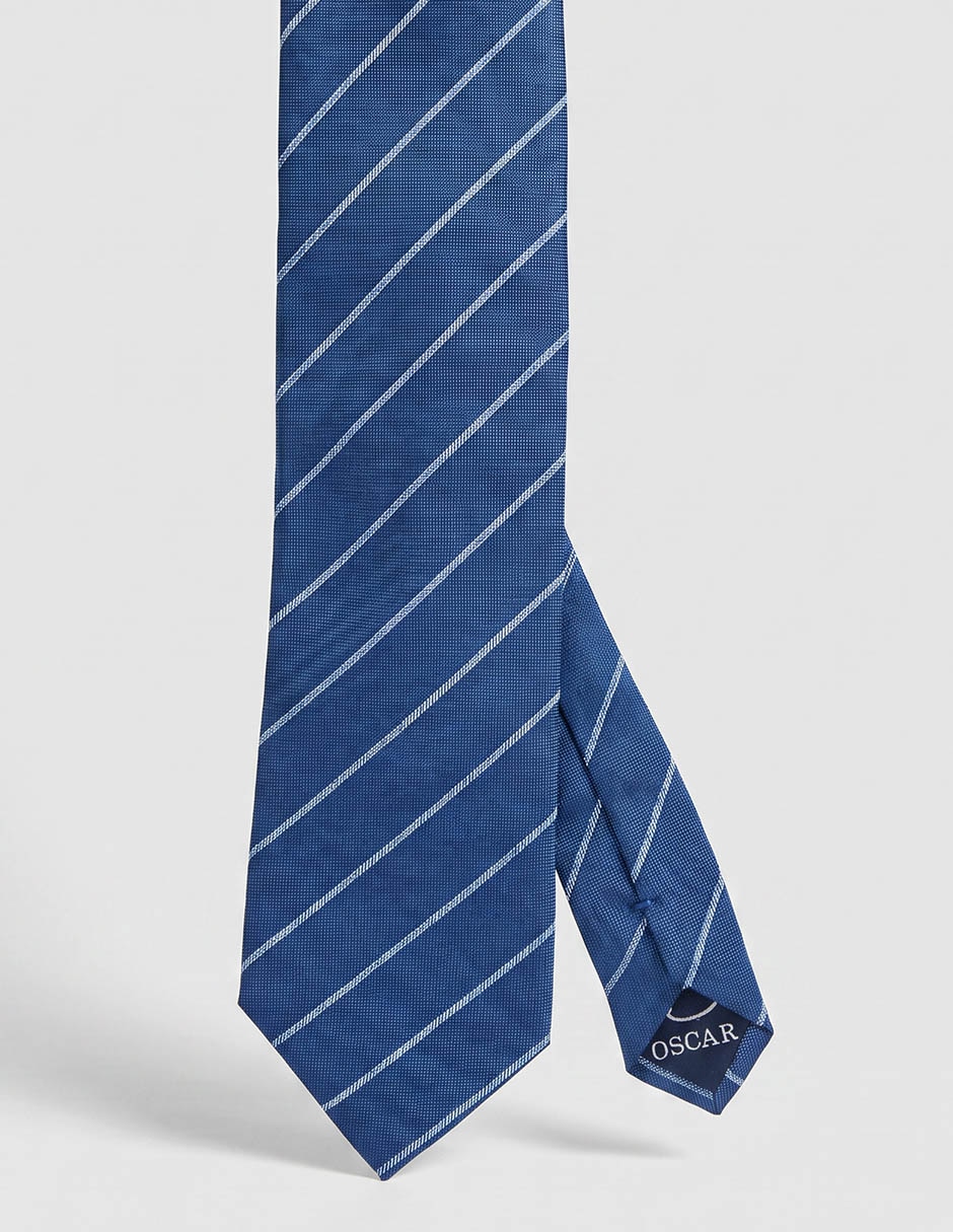 Corbata regular de seda estampado a rayas para hombre