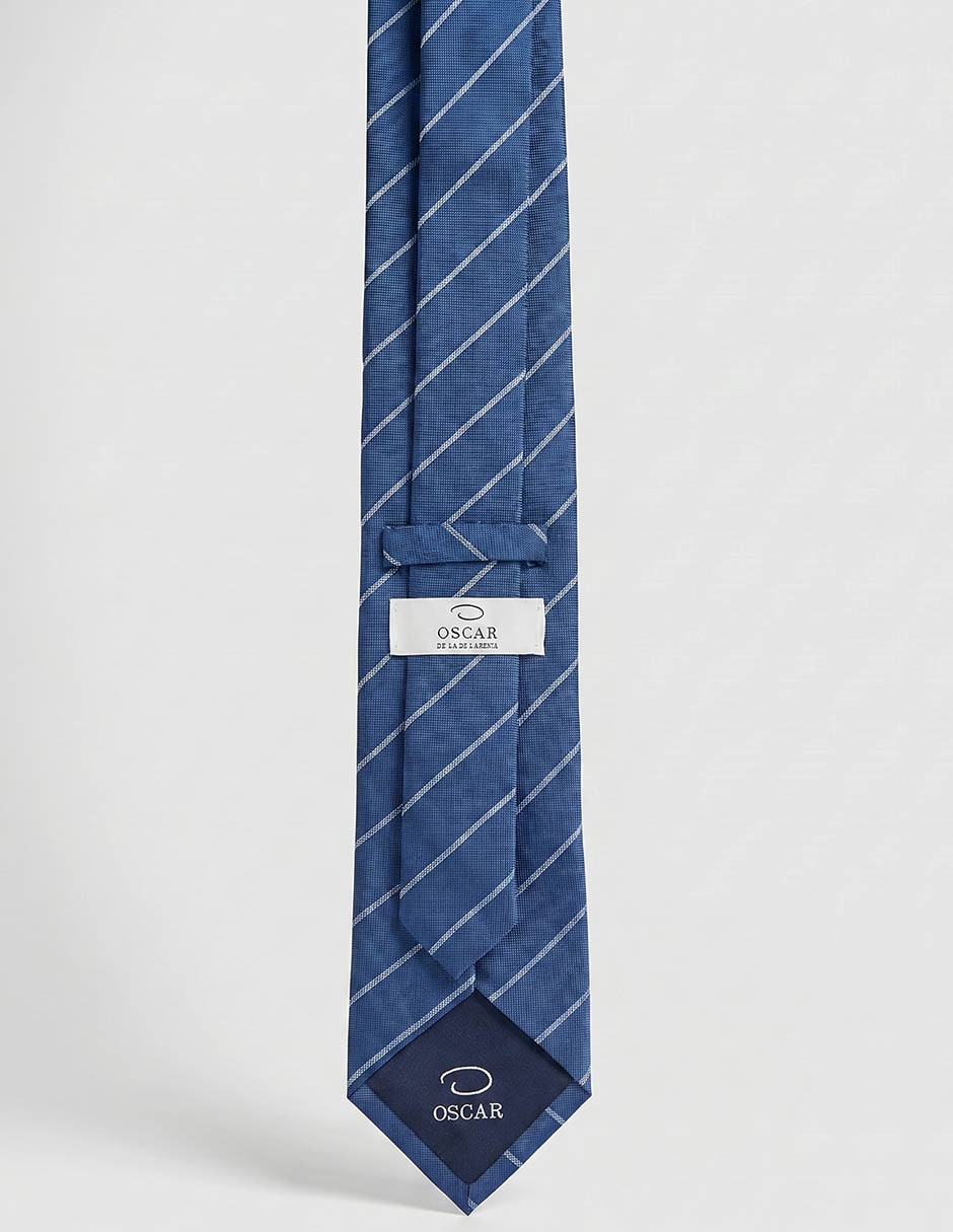 Corbata regular de seda estampado a rayas para hombre 2