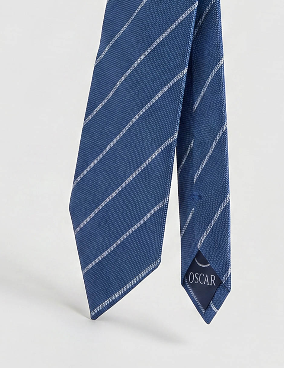 Corbata regular de seda estampado a rayas para hombre 3