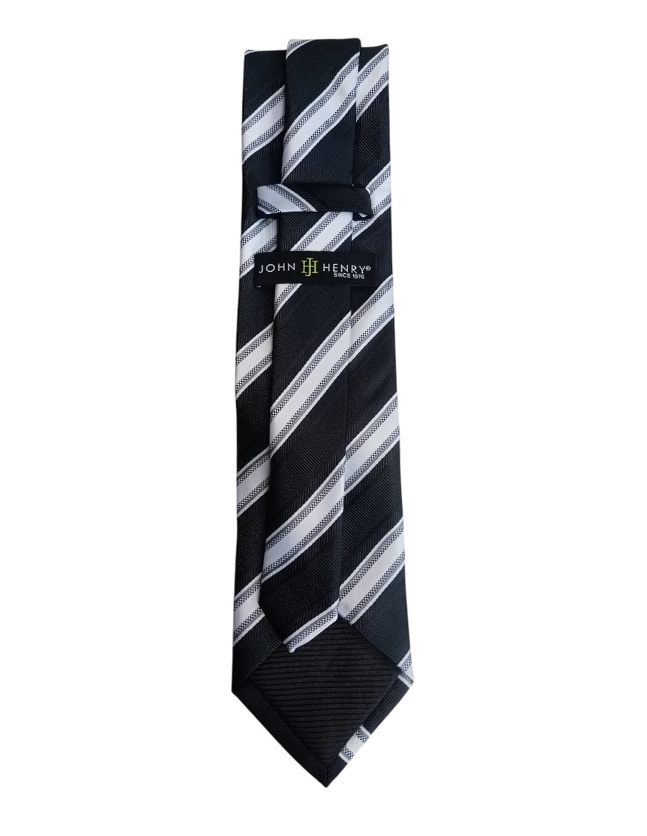 Corbata regular de seda estampado a rayas para hombre 3