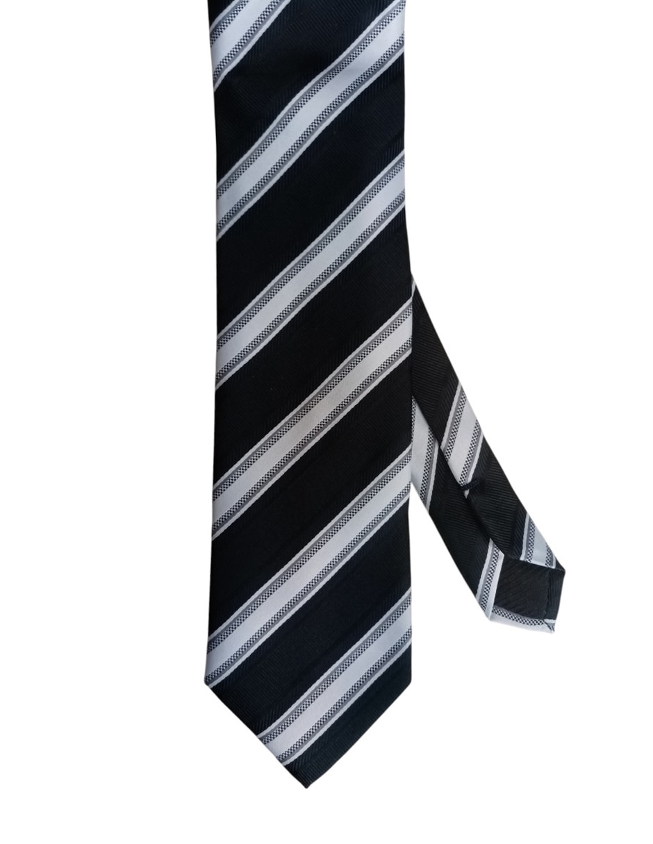 Corbata regular de seda estampado a rayas para hombre 1