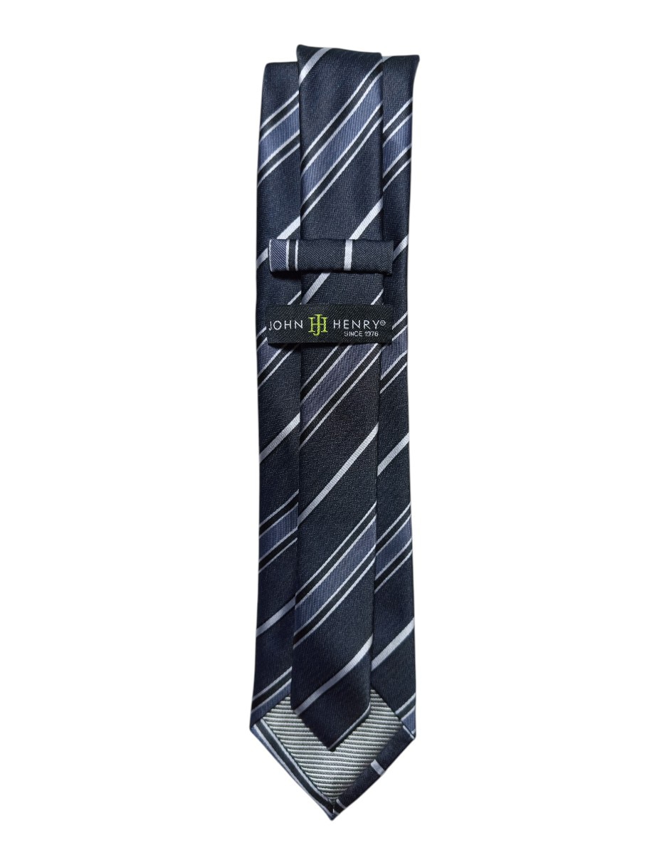 Corbata regular de seda estampado a rayas para hombre 3
