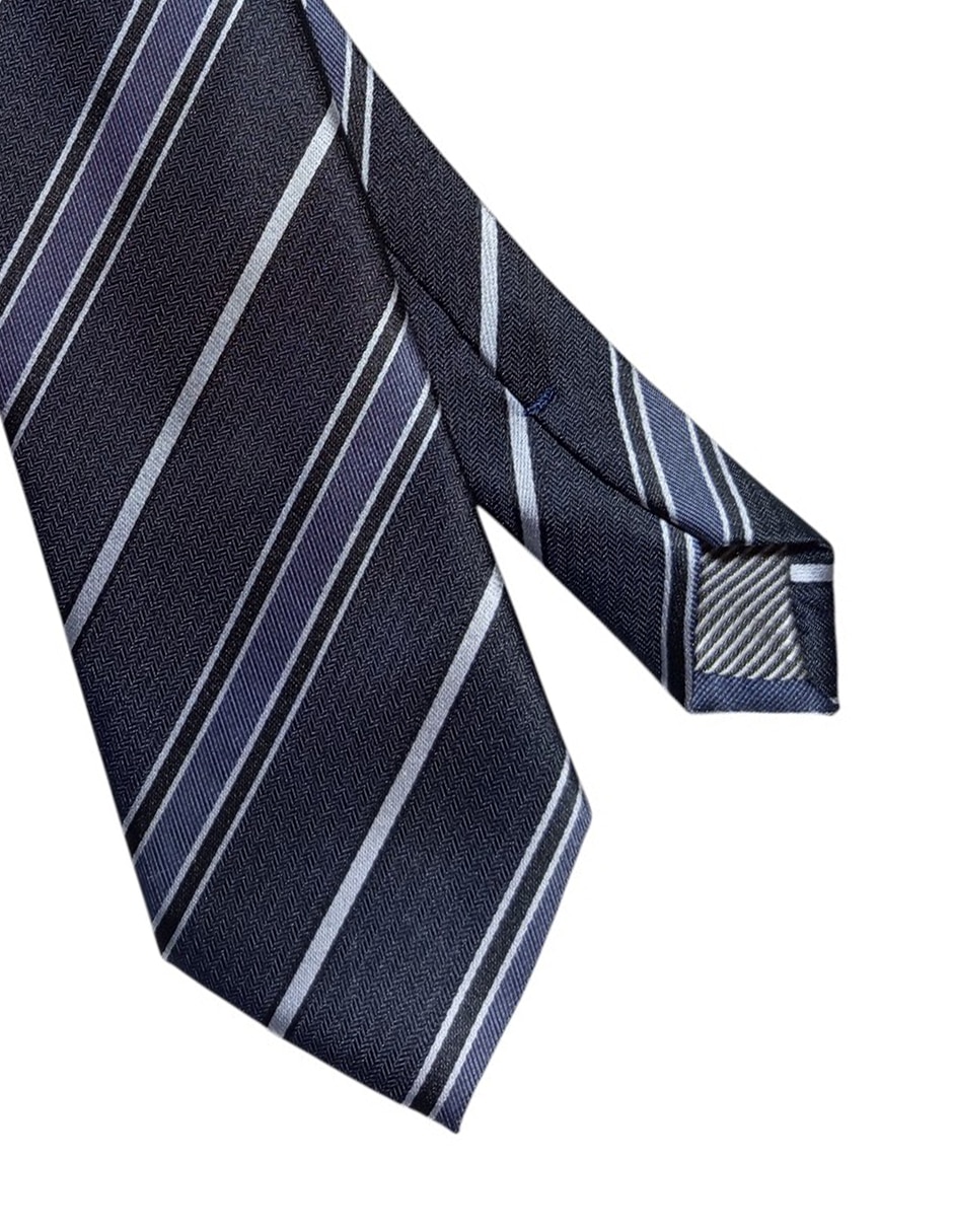 Corbata regular de seda estampado a rayas para hombre 2