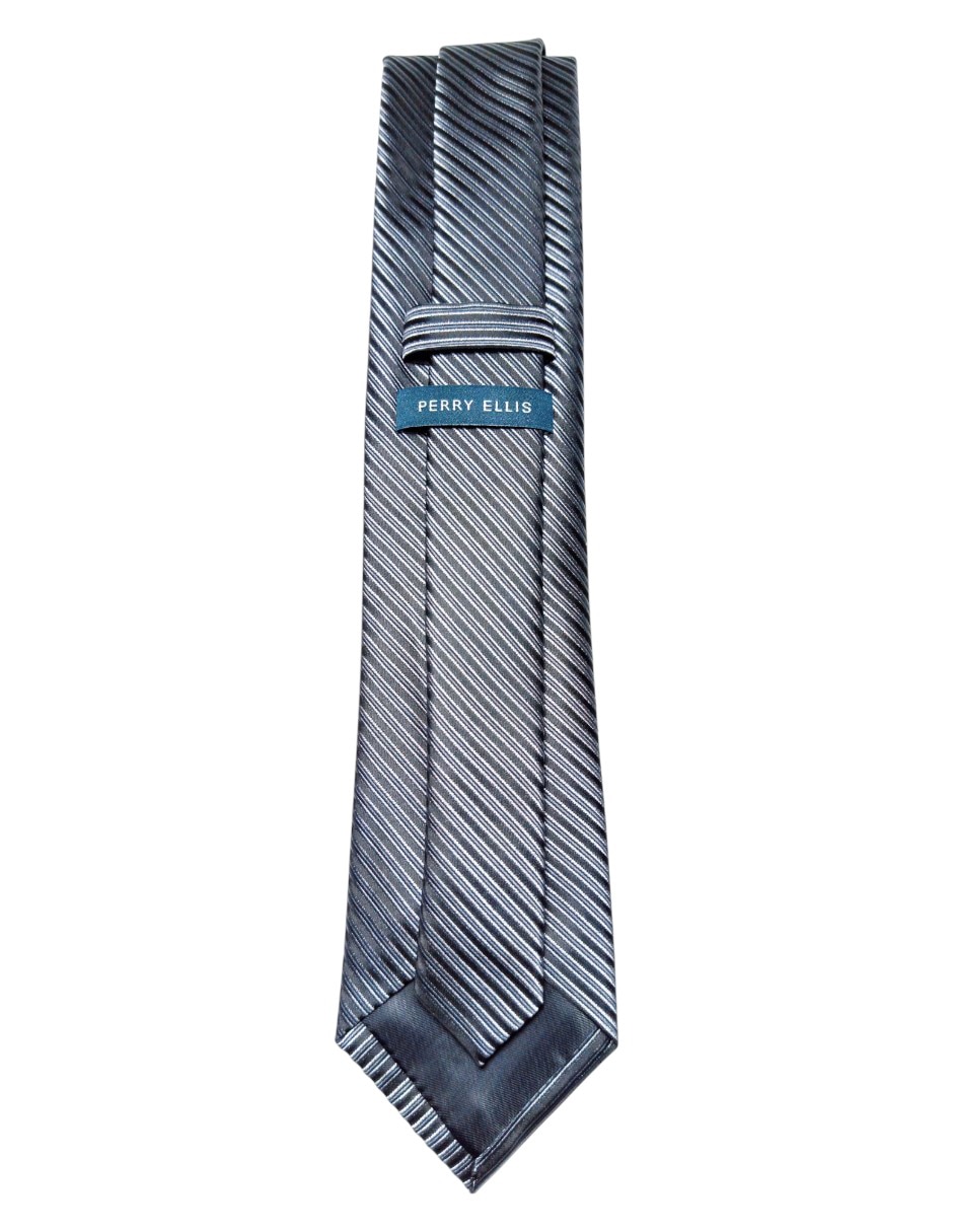 Corbata Perry Ellis regular de seda estampado a rayas para hombre