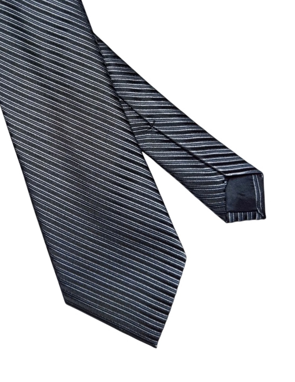 Corbata Perry Ellis regular de seda estampado a rayas para hombre