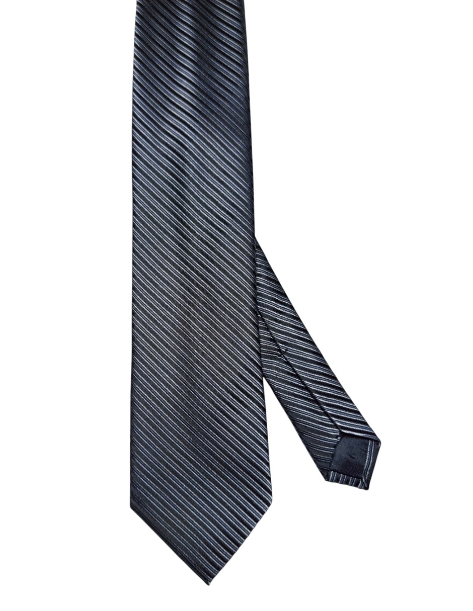 Corbata Perry Ellis regular de seda estampado a rayas para hombre
