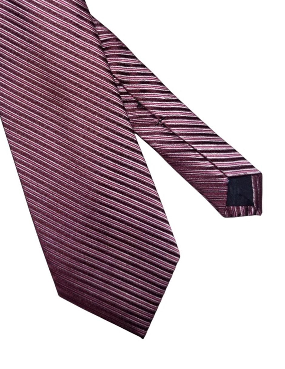 Corbata regular de seda estampado a rayas para hombre 3