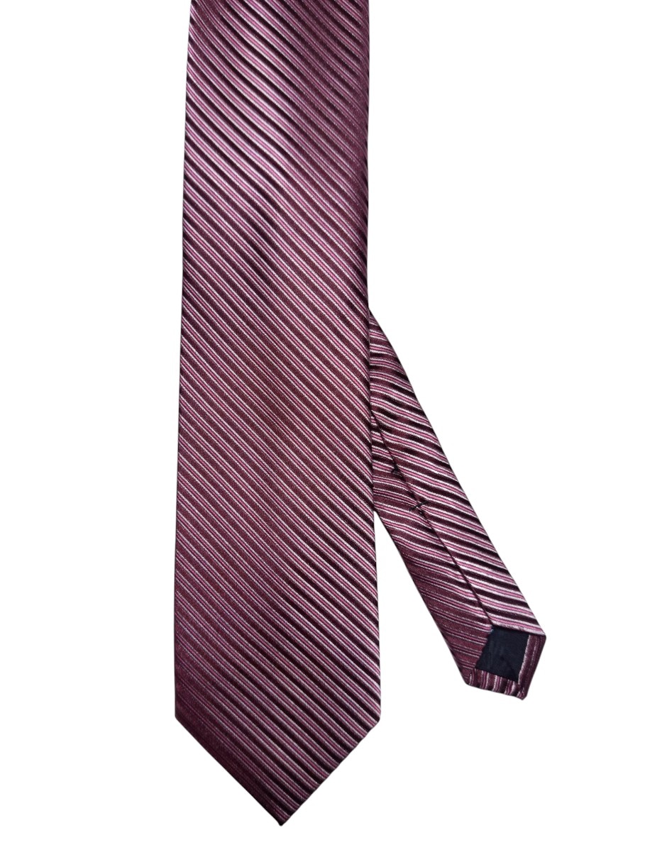 Corbata regular de seda estampado a rayas para hombre 1