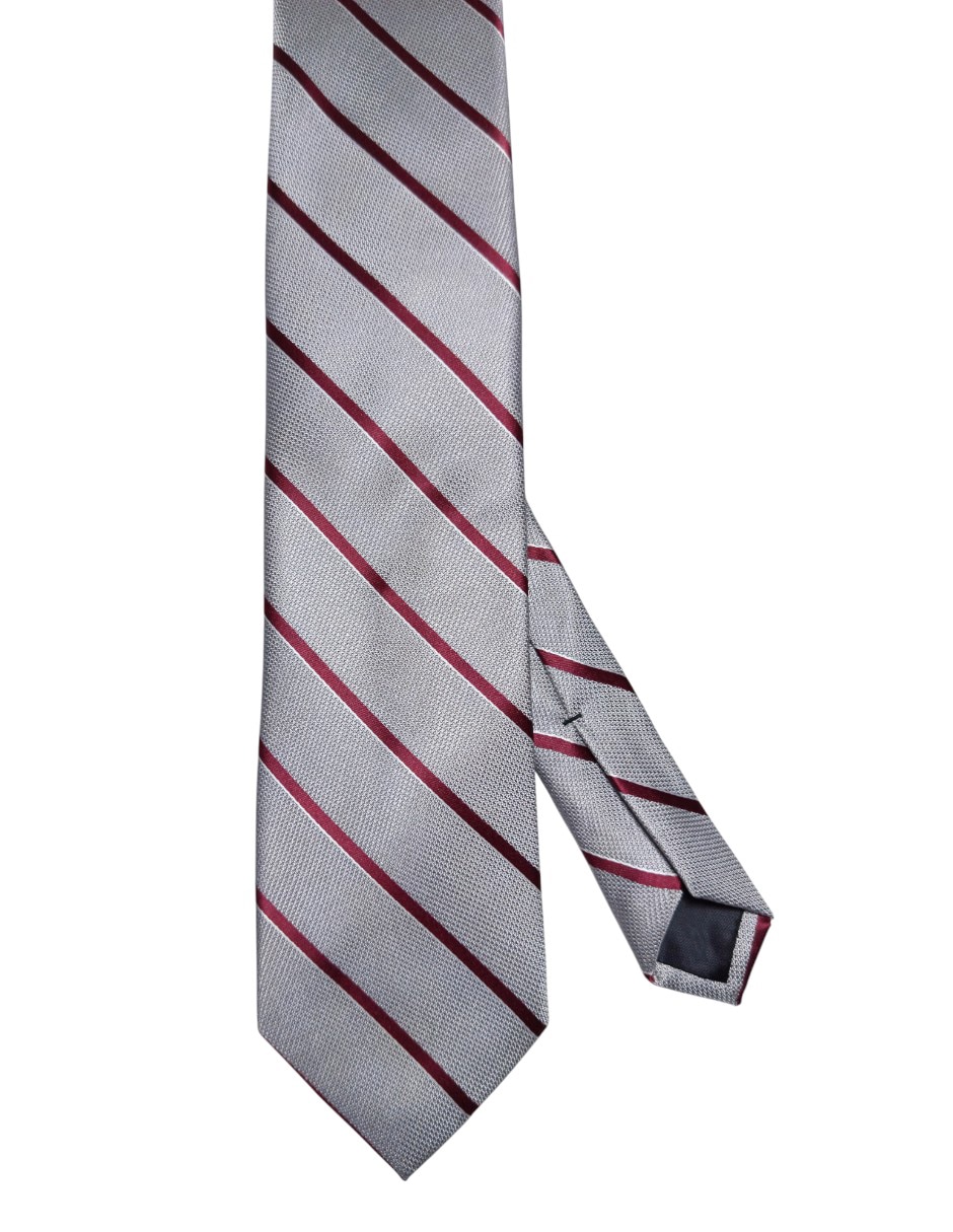 Corbata Perry Ellis regular de seda estampado a rayas para hombre