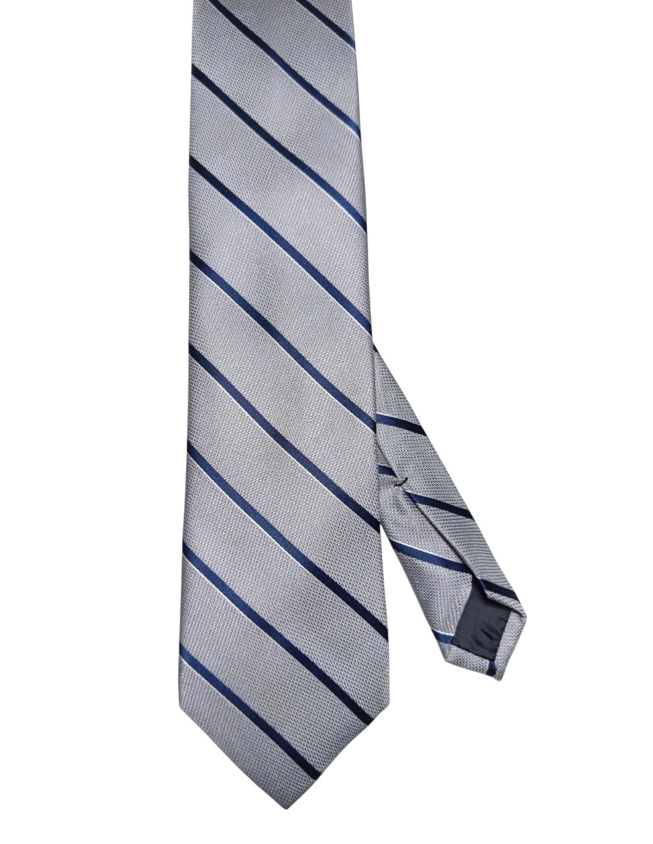 Corbata regular de seda estampado a rayas para hombre 1