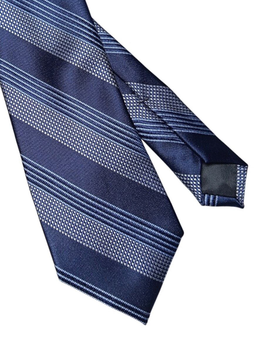 Corbata Perry Ellis regular de seda estampado a rayas para hombre