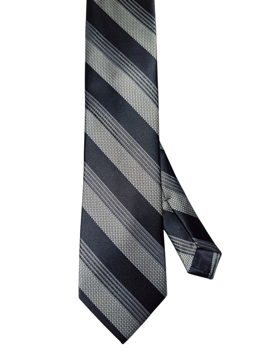Corbata regular de seda estampado a rayas para hombre 1
