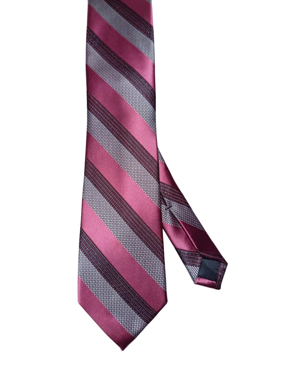 Corbata Perry Ellis regular de seda estampado a rayas para hombre
