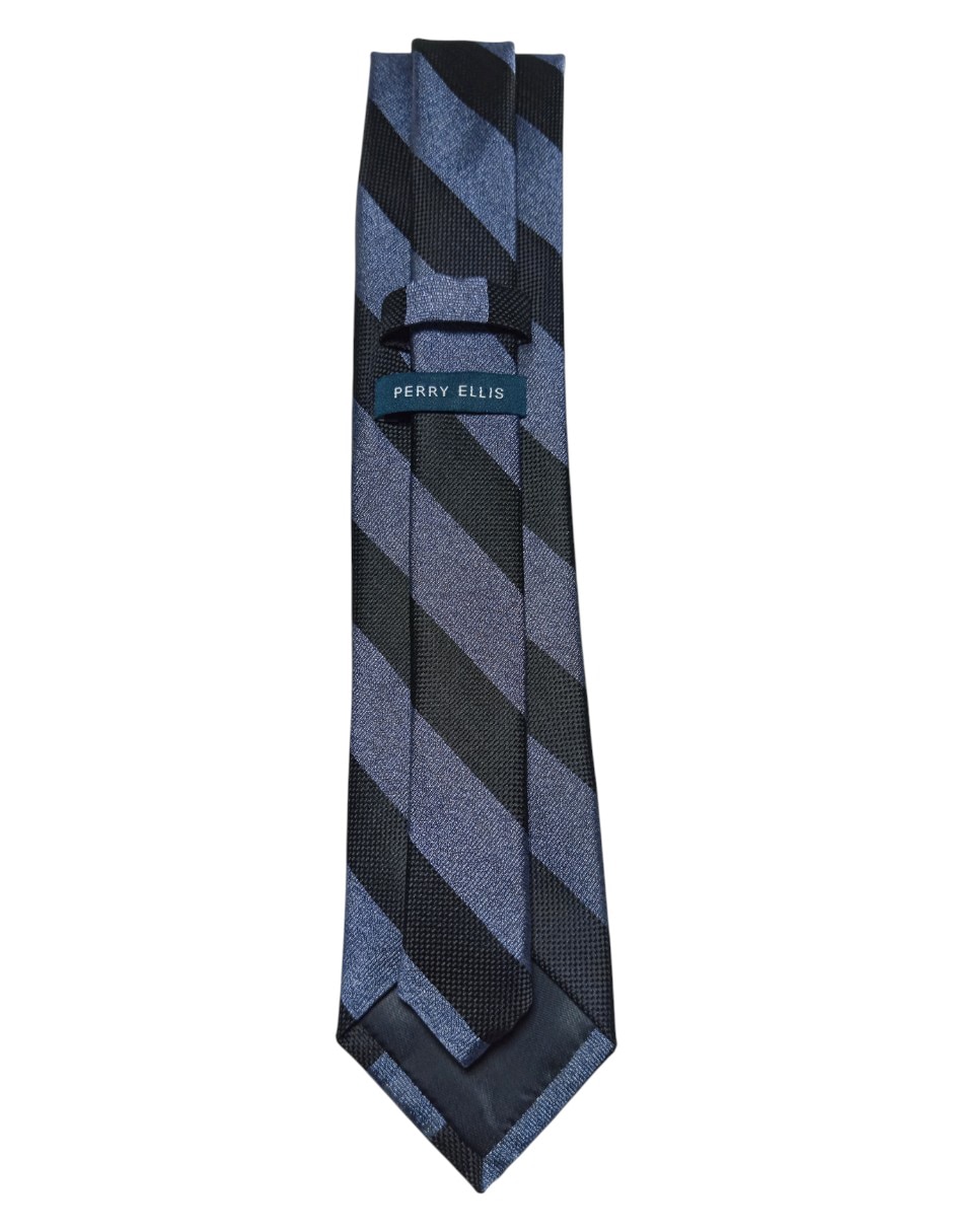 Corbata Perry Ellis regular de seda estampado a rayas para hombre