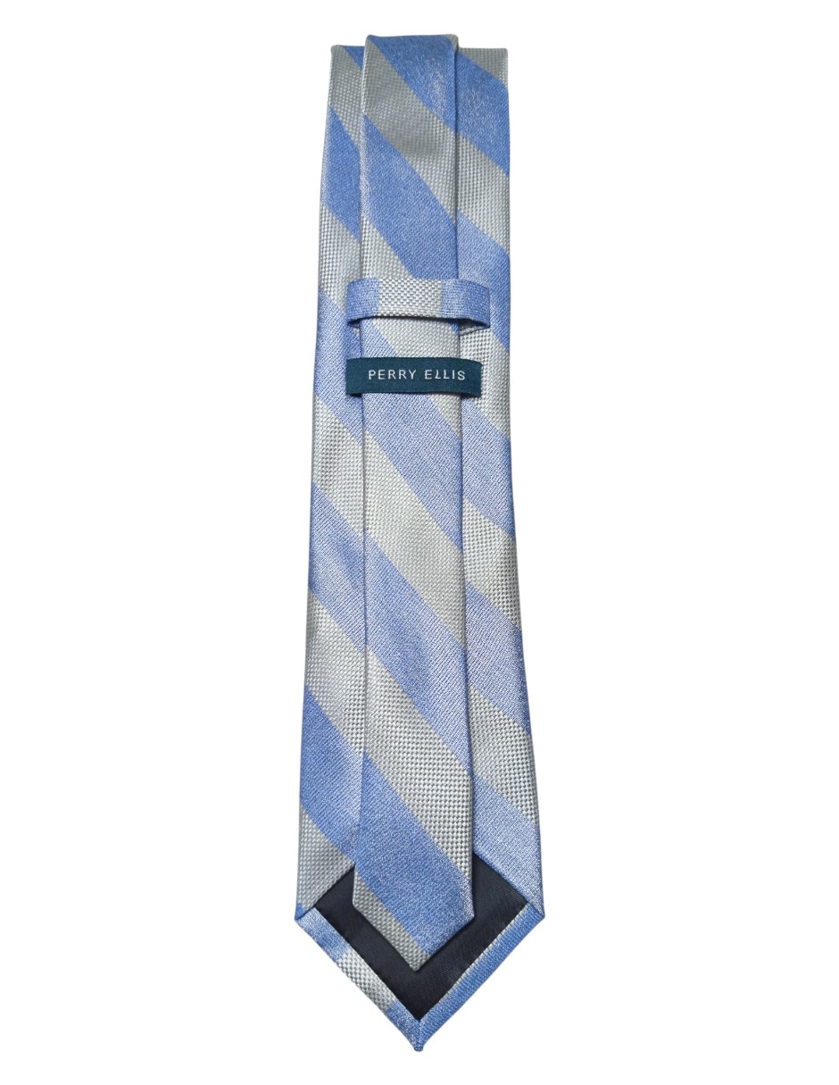 Corbata Perry Ellis regular de seda estampado a rayas para hombre