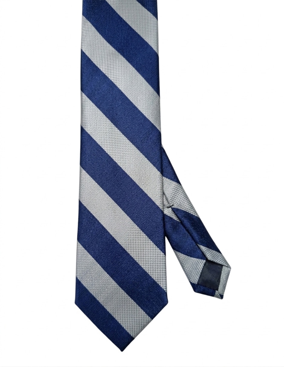 Corbata regular de seda estampado a rayas para hombre 1
