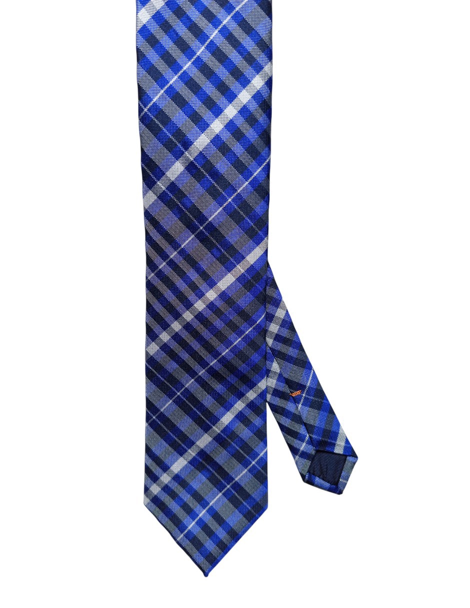 Corbata regular de seda estampado a cuadros para hombre