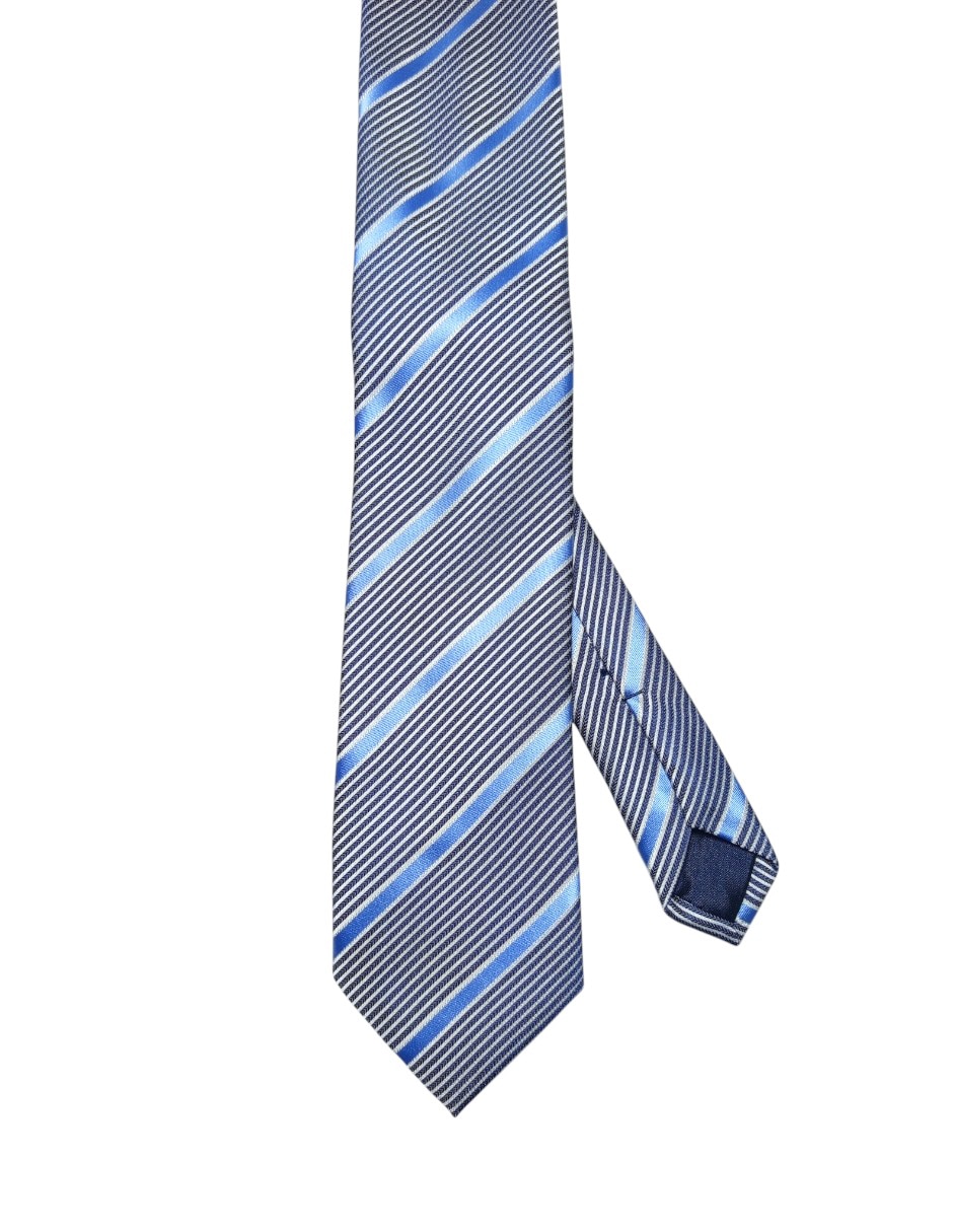 Corbata regular de seda estampado a rayas para hombre