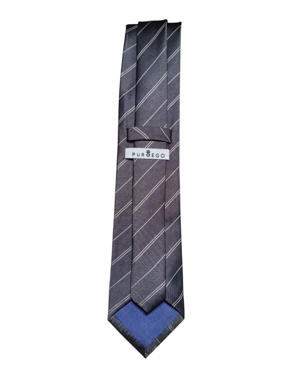 Corbata regular de seda estampado a rayas para hombre 2