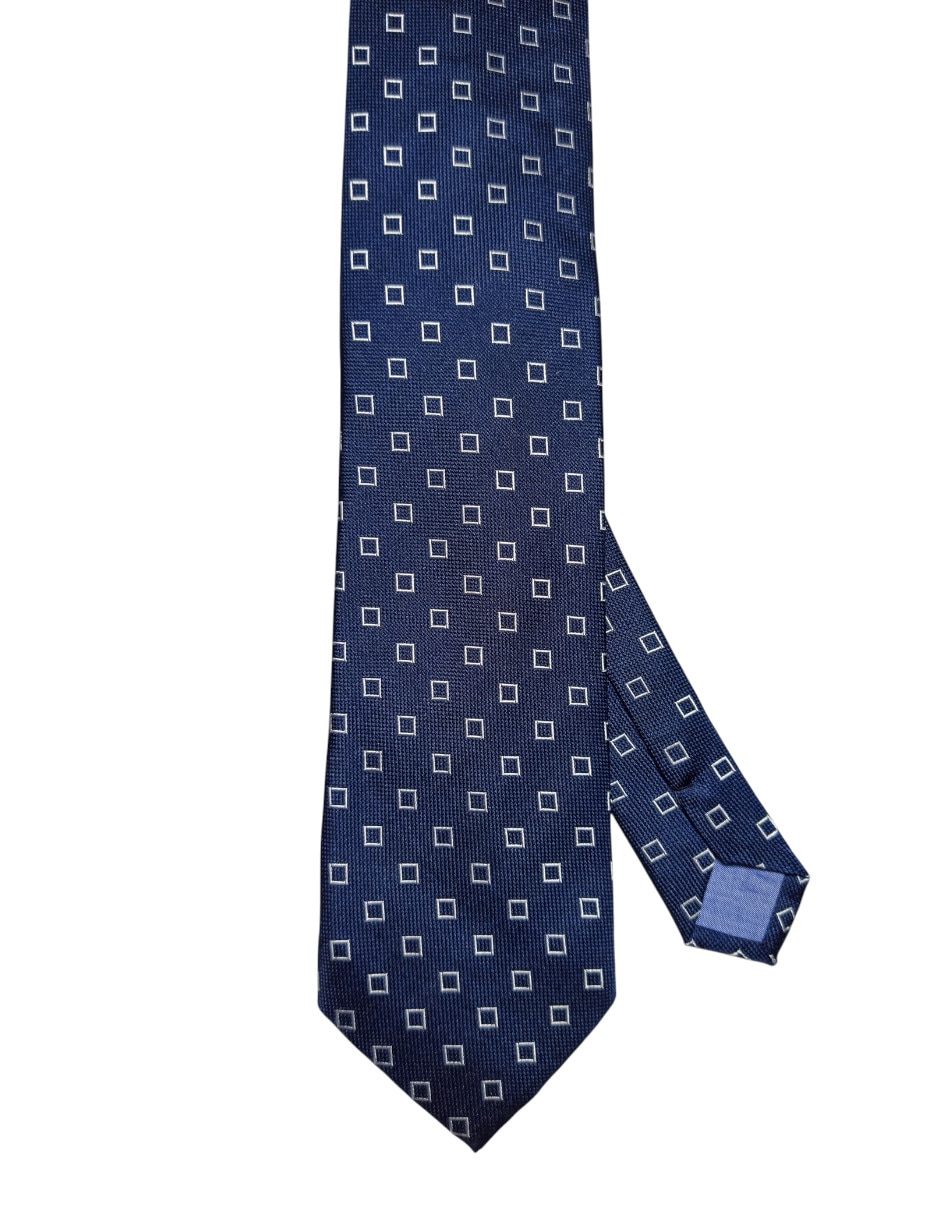 Corbata regular de seda estampado geométrico para hombre