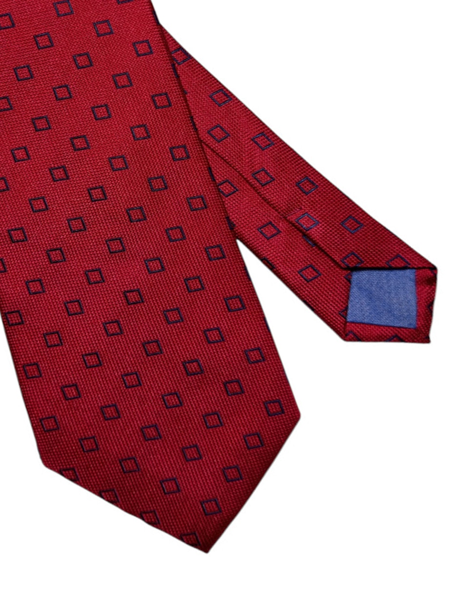 Corbata regular de seda estampado geométrico para hombre 3