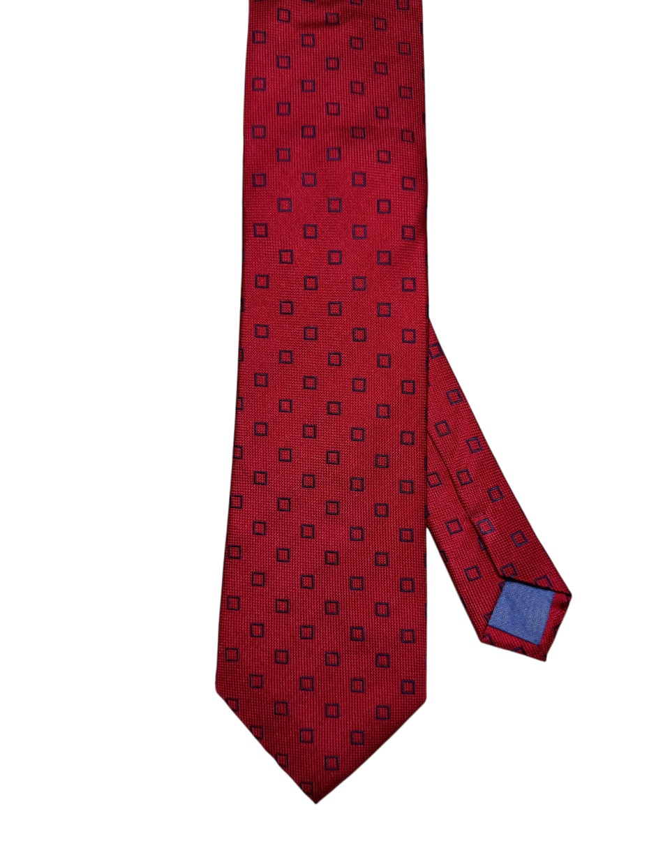 Corbata regular de seda estampado geométrico para hombre 1