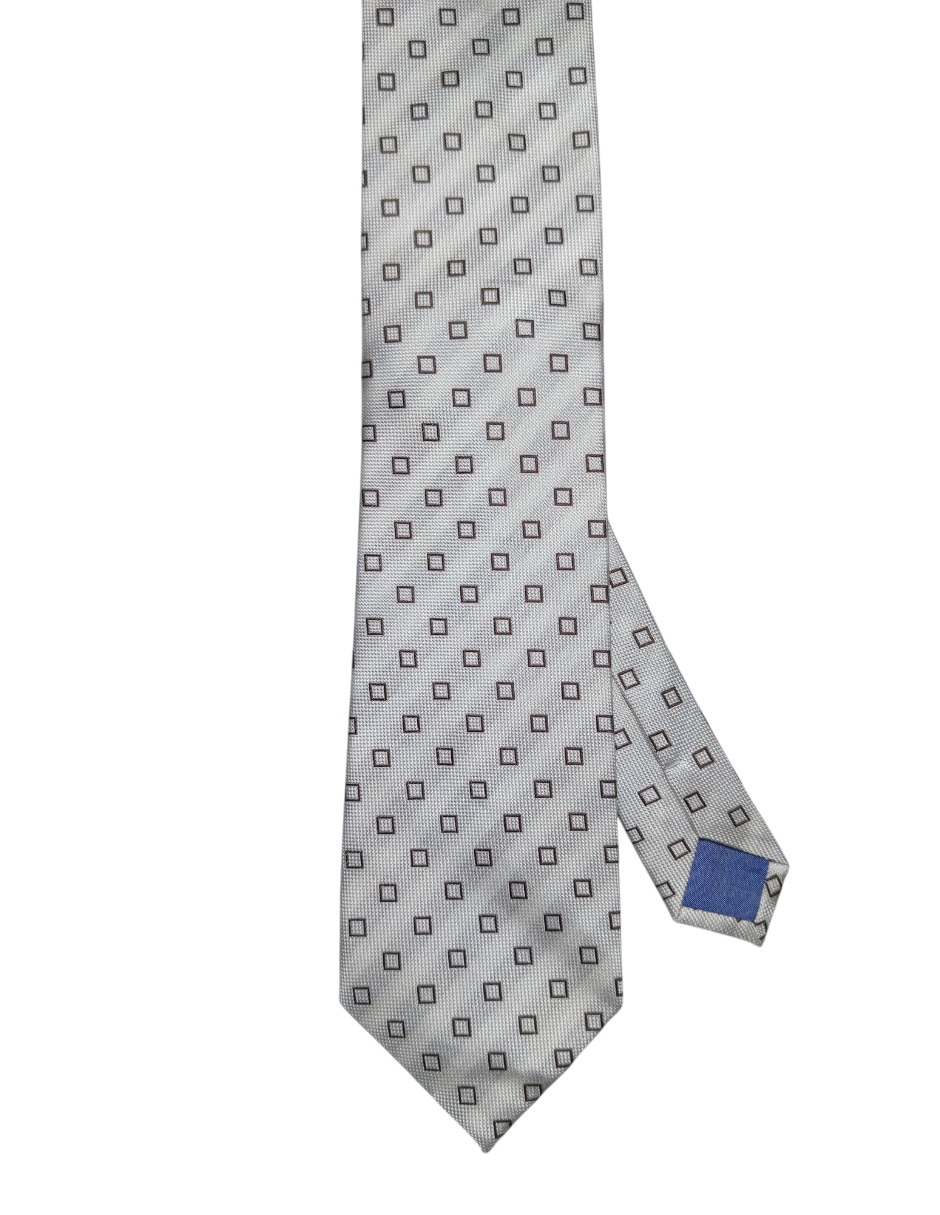 Corbata regular de seda estampado geométrico para hombre
