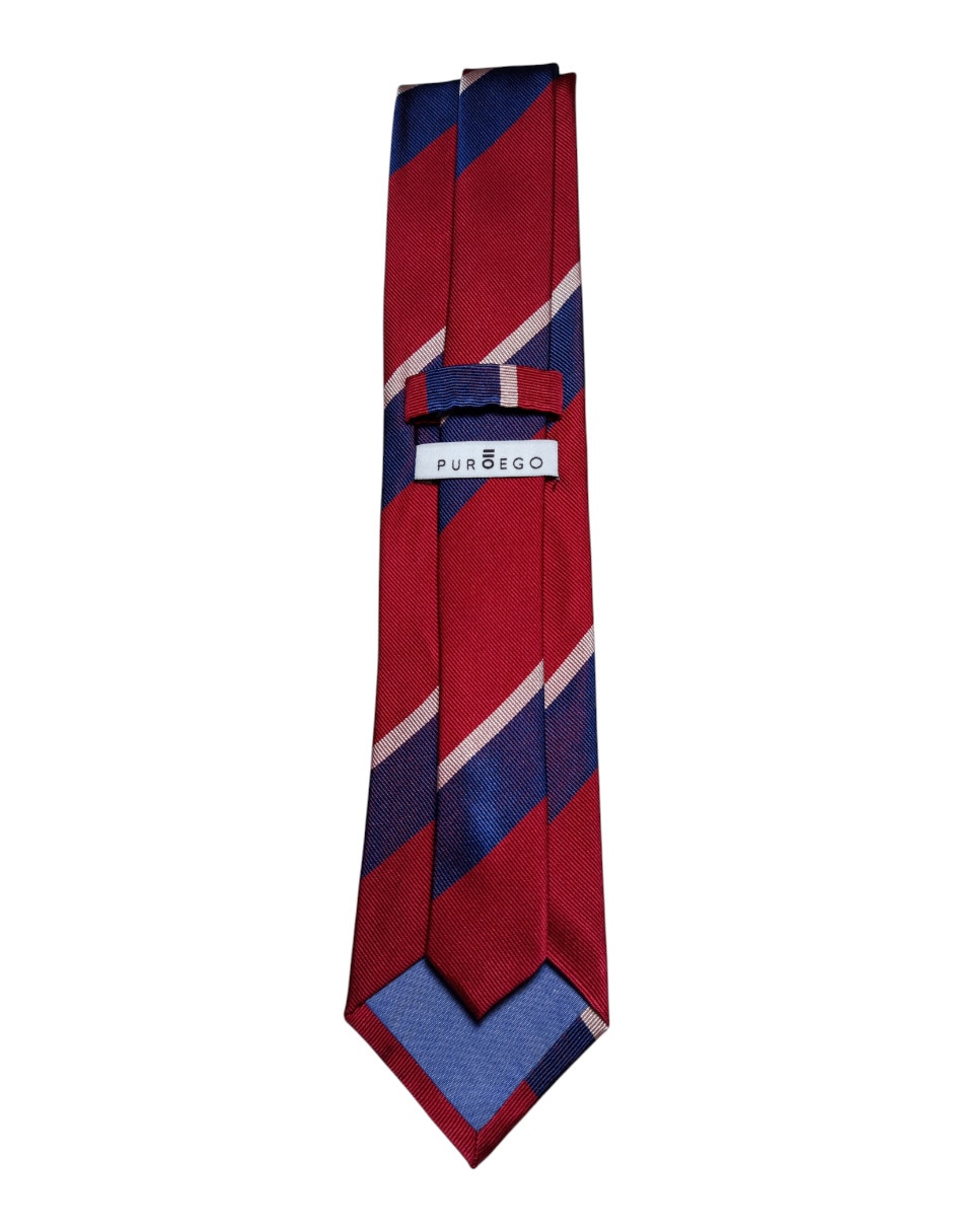 Corbata puroego regular de seda estampado a rayas para hombre