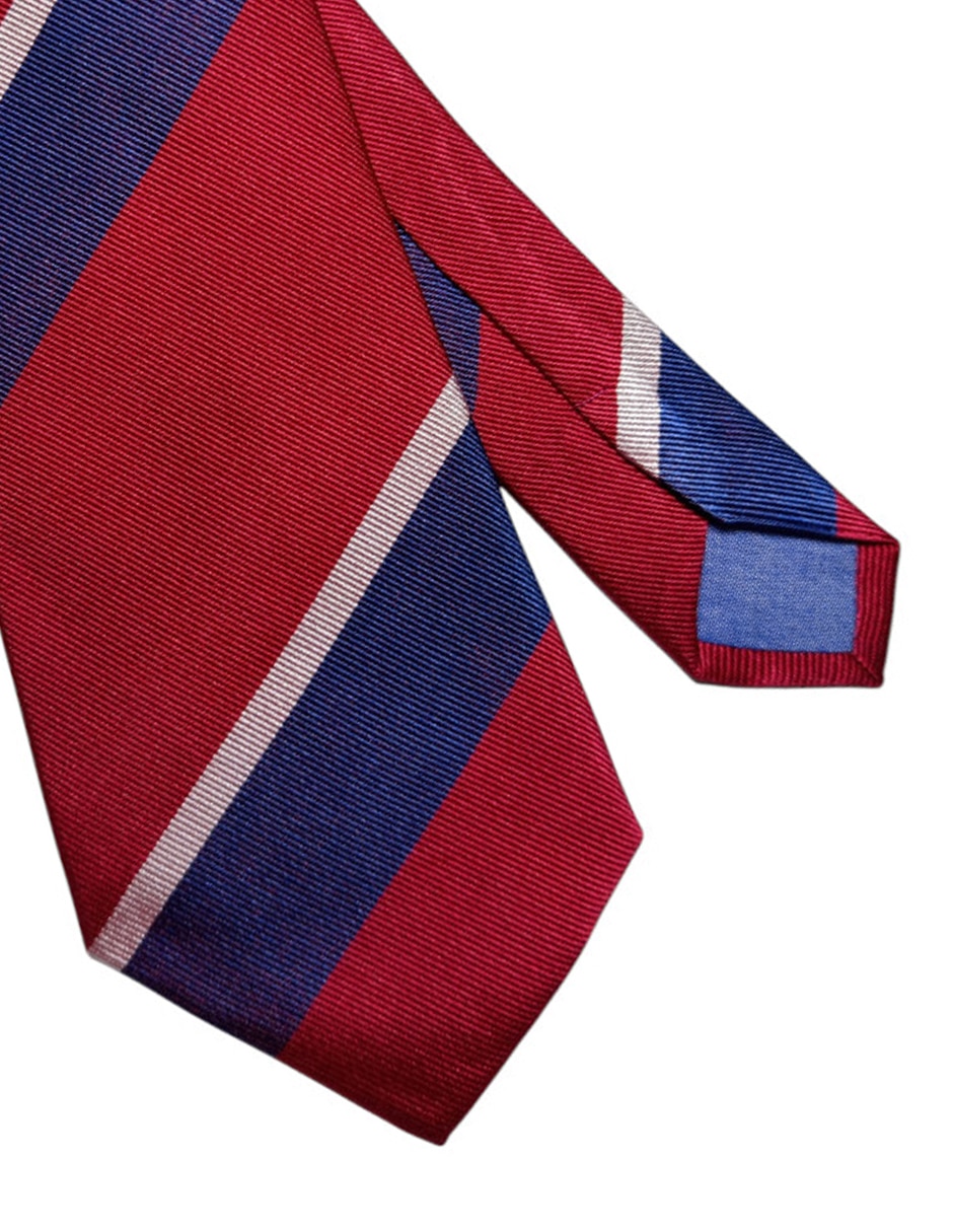 Corbata puroego regular de seda estampado a rayas para hombre