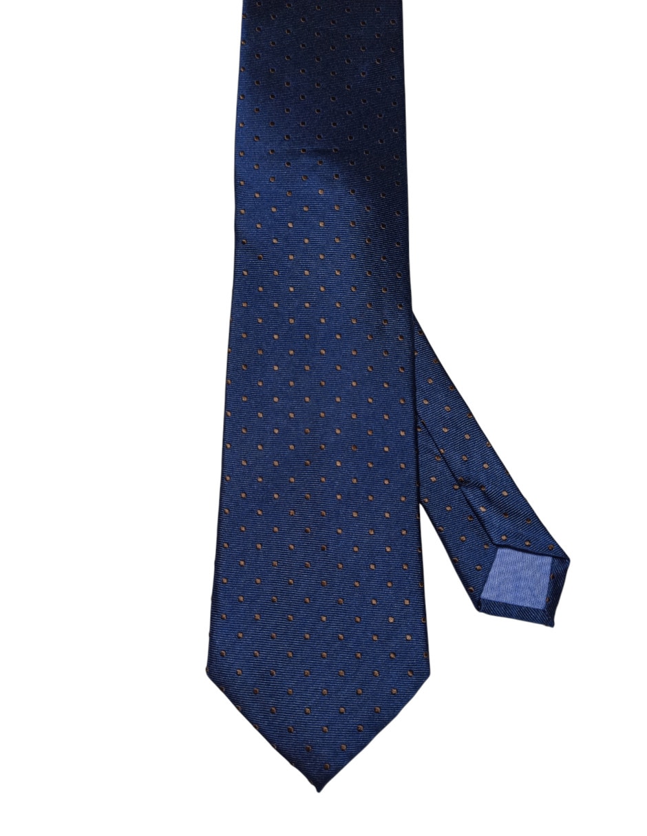 Corbata Puroego regular de seda estampado lunares para hombre
