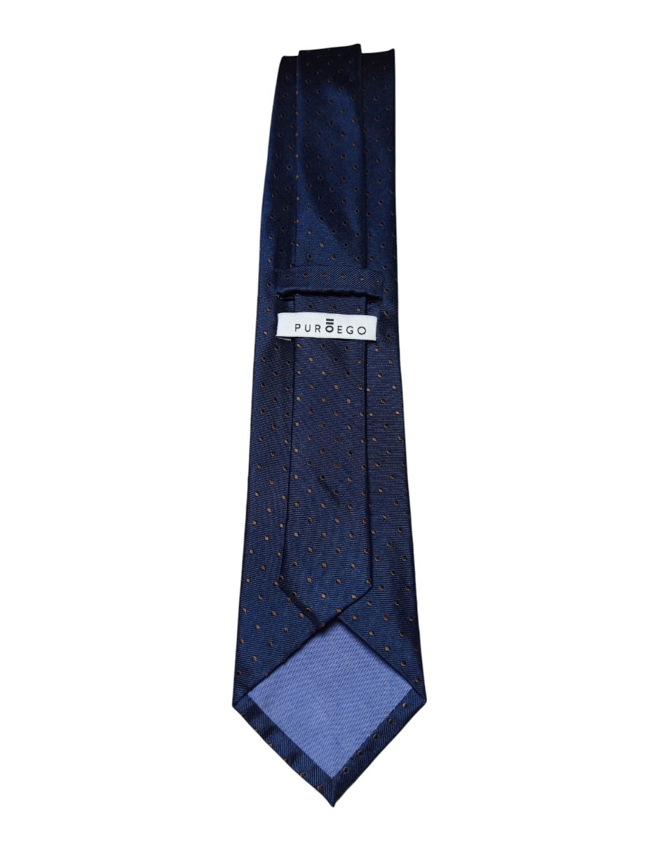Corbata Puroego regular de seda estampado lunares para hombre