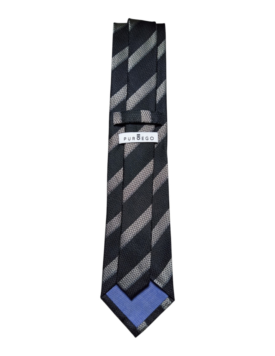 Corbata regular de seda estampado a rayas para hombre 2