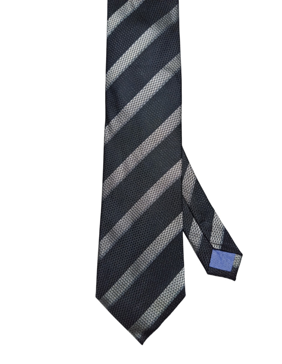 Corbata regular de seda estampado a rayas para hombre 1